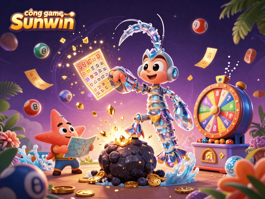 Join the excitement at cổng game sunwin with dynamic action featuring lottery elements and animated prizes.