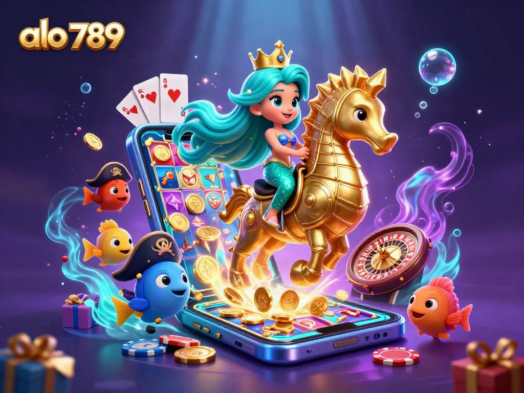 Experience the vibrant adventure of alo 789 with a mermaid princess, casino games, and colorful underwater elements.