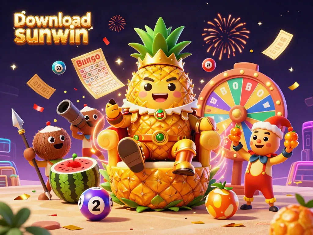 Experience the excitement of download sunwin with vibrant games and dazzling rewards in this 3D casino scene.