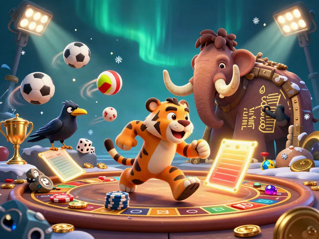 Experience LL WIN at a vibrant prehistoric casino featuring unique characters and dynamic elements.