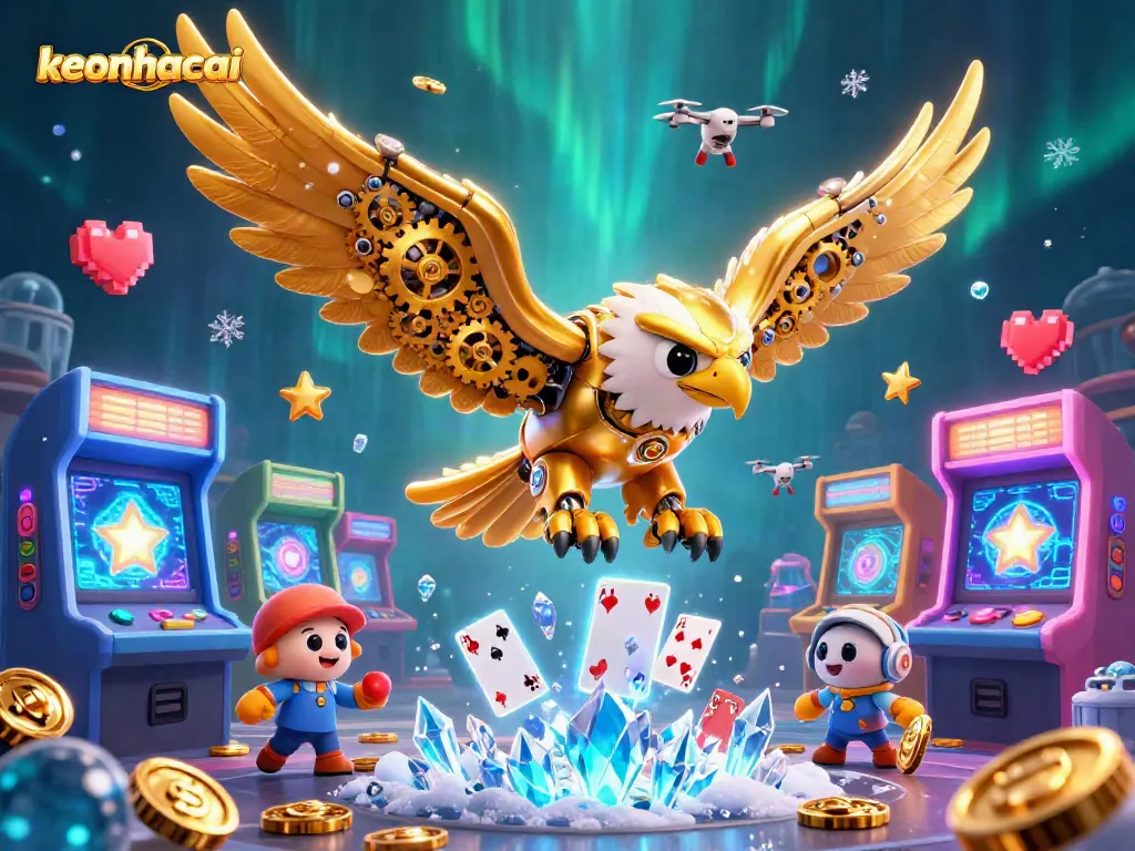 Experience the thrill of keonhacai with a vibrant 3D illustration showcasing gaming energy and excitement.