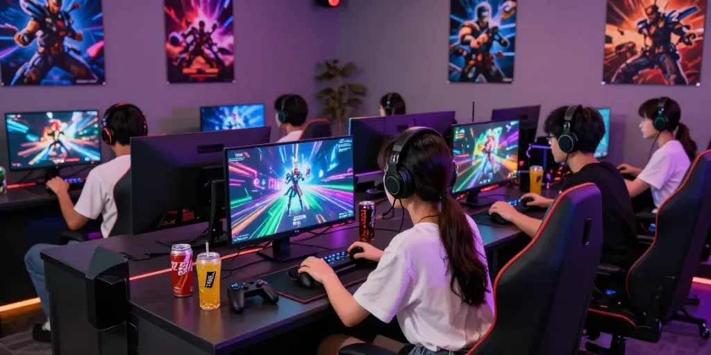 http://gem88-mobile.com interactive gaming scene featuring diverse players in a vibrant gaming lounge.