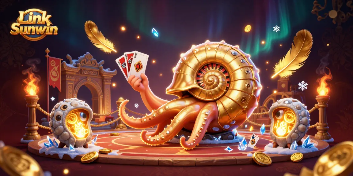 Experience excitement with Link Sunwin's nautilus roulette game in this dynamic casino illustration.