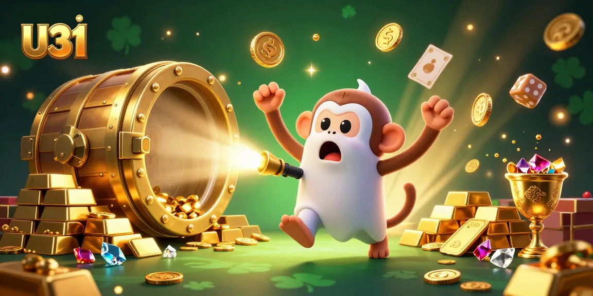 Bet big with U31 in an ultra-detailed casino scene featuring floating gold and surprises